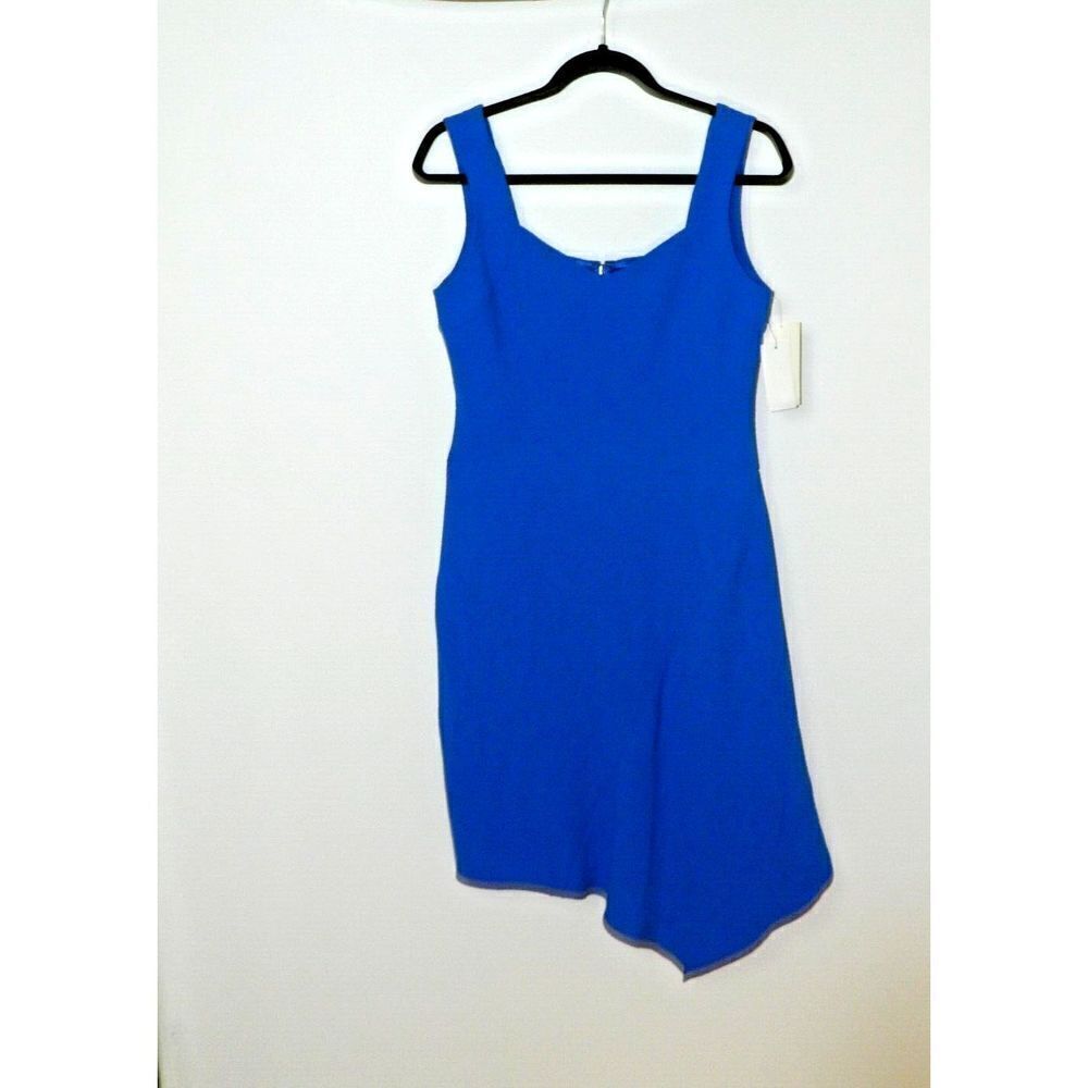 Shoshanna Dress Size 6 Blue Textured Asymmetric Hem Sleeveless